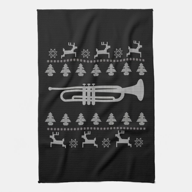 Christmas Trumpet Gift Tea Towel (Vertical)