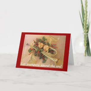 Christmas Trumpet, Let trumpets sound the joy! Holiday Card