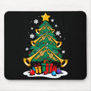 Christmas Trumpet Player Xmas Tree Funny Music Lov Mouse Pad