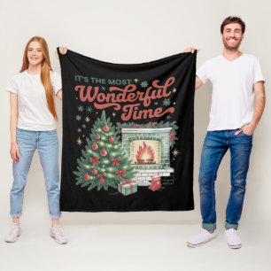 Christmas t's The Most Wonderful Time Vintage Fleece Blanket
