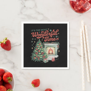 Christmas t's The Most Wonderful Time Vintage  Napkin