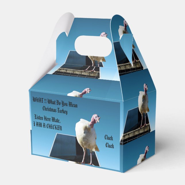 Christmas Turkey Who Thinks He Is A Chicken, Favour Box (Front Side)