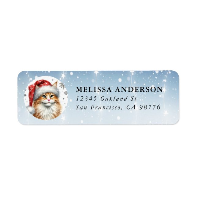 Christmas Turkish Van Cat Return Labels (Front)