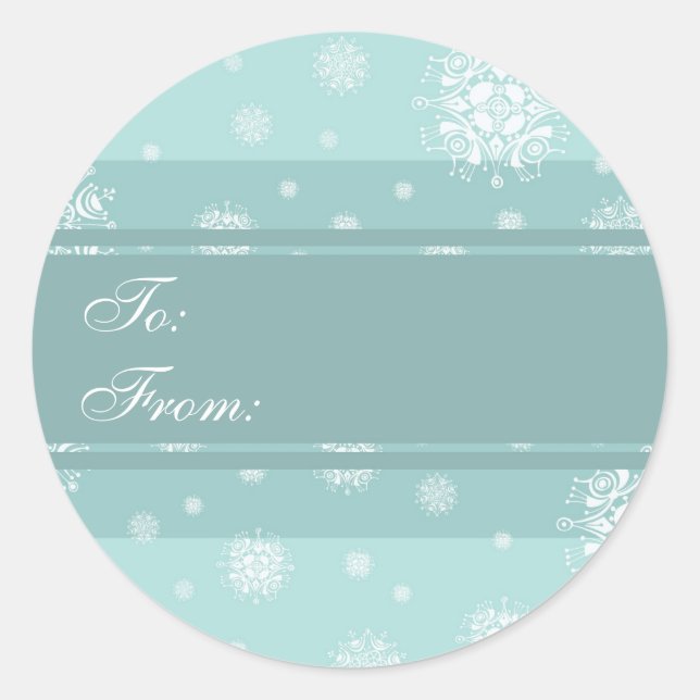Christmas Turquoise Snowflakes Gift Tags (Front)
