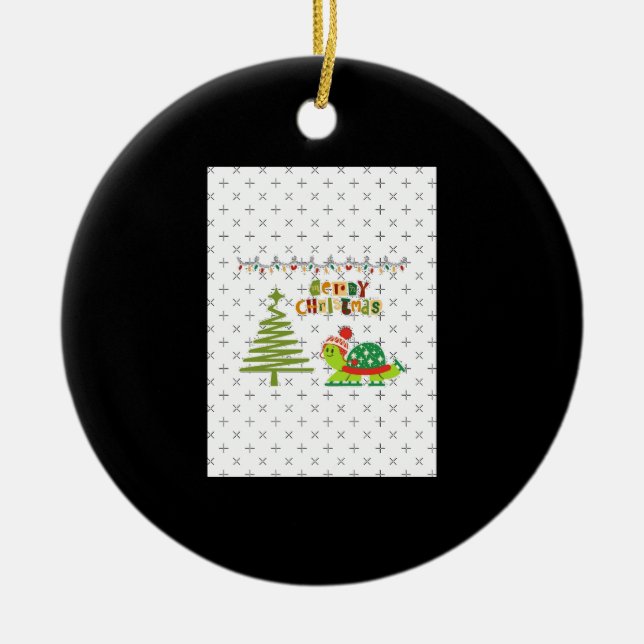 christmas turtle A-Line Dress Ceramic Tree Decoration (Front)