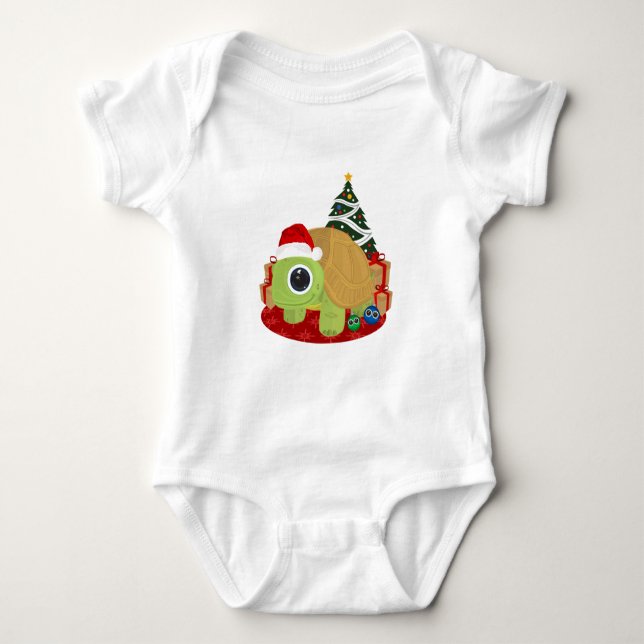 Christmas Turtle Baby Bodysuit (Front)