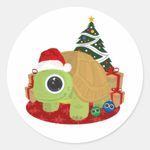Christmas Turtle  Classic Round Sticker