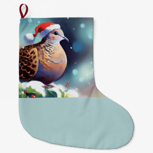 Christmas Turtle Dove 2 Large Christmas Stocking