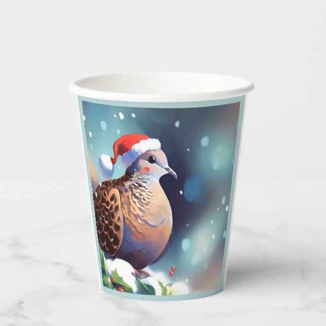 Christmas Turtle Dove 2 Paper Cups (Front)