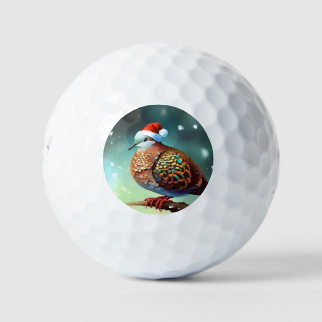 Christmas Turtle Dove (3) Golf Balls (Front)