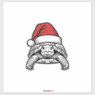 Christmas Turtle Santa Hat Vintage Engraving Desig