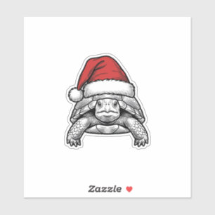 Christmas Turtle Santa Hat Vintage Engraving Desig