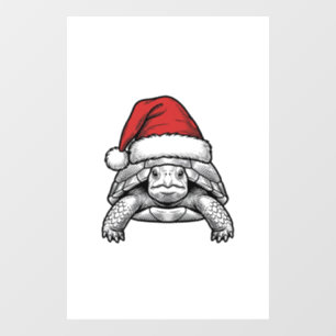 Christmas Turtle Santa Hat Vintage Engraving Desig