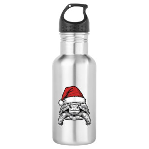 Christmas Turtle Santa Hat Vintage Engraving Desig 532 Ml Water Bottle