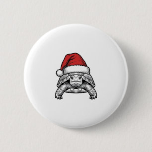 Christmas Turtle Santa Hat Vintage Engraving Desig 6 Cm Round Badge