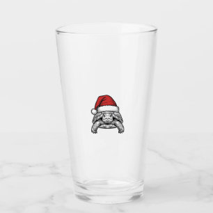 Christmas Turtle Santa Hat Vintage Engraving Desig Glass