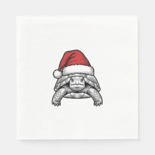 Christmas Turtle Santa Hat Vintage Engraving Desig Napkin
