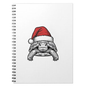 Christmas Turtle Santa Hat Vintage Engraving Desig Notebook