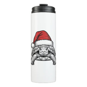 Christmas Turtle Santa Hat Vintage Engraving Desig Thermal Tumbler