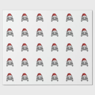 Christmas Turtle Santa Hat Vintage Engraving Desig Wrapping Paper