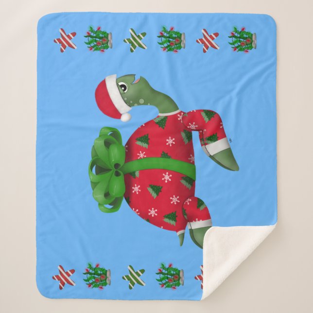 Christmas Turtle Sherpa Blanket (Front)