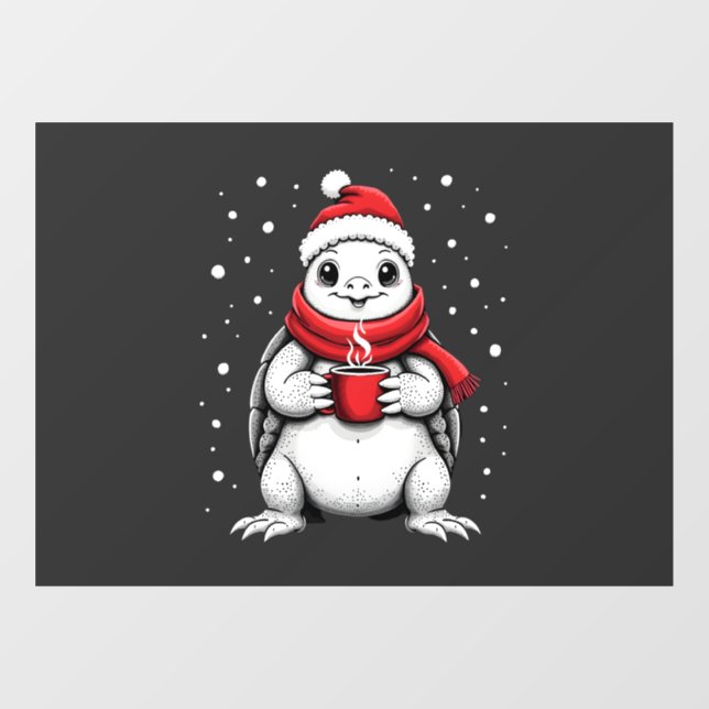 Christmas Turtle with Santa Hat Coffee Lover Funny (Sheet)