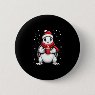 Christmas Turtle with Santa Hat Coffee Lover Funny 6 Cm Round Badge