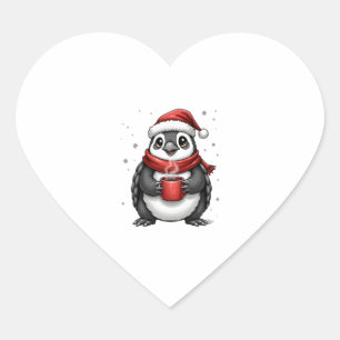 Christmas Turtle with Santa Hat Coffee Lover Funny Heart Sticker