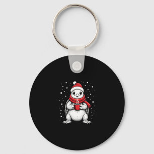 Christmas Turtle with Santa Hat Coffee Lover Funny Key Ring
