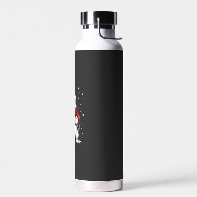 Christmas Turtle with Santa Hat Coffee Lover Funny Water Bottle (Left)