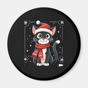 Christmas Tuxedo Cat Santa Scarf Ugly Xmas Women G Magnet