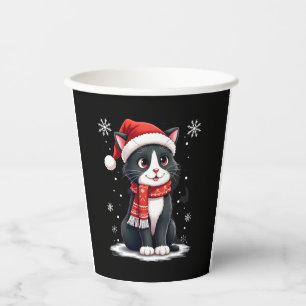 Christmas Tuxedo Cat Santa Scarf Ugly Xmas Women G Paper Cups