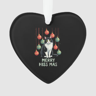 Christmas Tuxedo Cat with Holiday Decorations Merr