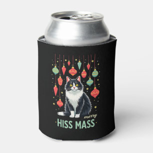 Christmas Tuxedo Cat with Holiday Decorations Merr Can Cooler