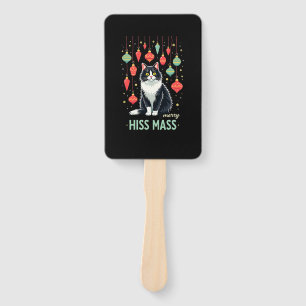 Christmas Tuxedo Cat with Holiday Decorations Merr Hand Fan
