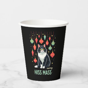 Christmas Tuxedo Cat with Holiday Decorations Merr Paper Cups