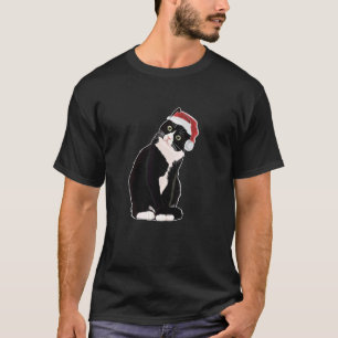 Christmas Tuxedo Cat with Santa Hat Gift Kids and T-Shirt