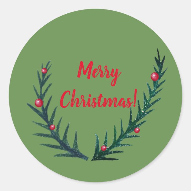 Christmas twigs, Merry Christmas Classic Round Sticker (Front)