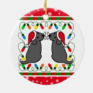 Christmas Twin Black Labradors Santa Ornament