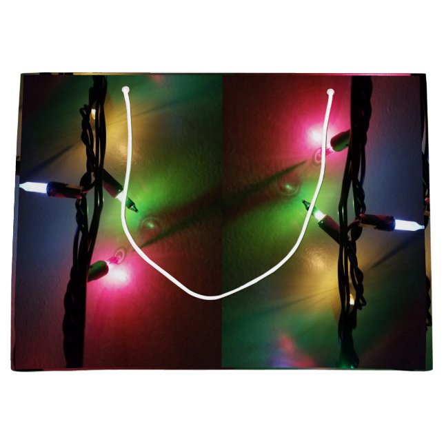 Christmas twinkle lights large gift bag (Front)