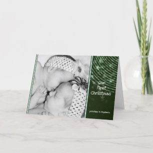 Christmas Twins Baby Photo Your Name Cute Folded Holiday Card