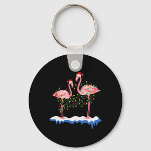 Christmas Two Pink Flamingo Summer Xmas Christmas Key Ring