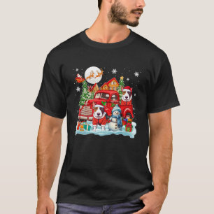 Christmas Two Santa Bull Terriers On Pickup Truck  T-Shirt