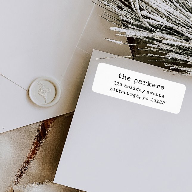 Christmas Typewriter | Black and White (Simple and minimal vintage style typewriter text address labels)