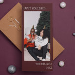 Christmas Typewriter Text Maroon Minimalist Photo Holiday Card<br><div class="desc">Send your holiday greetings in style with this maroon minimalist typewriter text Christmas holiday photo card! Completely customisable,  you can change the elements to perfectly match your vision!  •  Looking for something a little different? Send us a message or email stuffbystuff.shop@gmail.com for custom designs!</div>