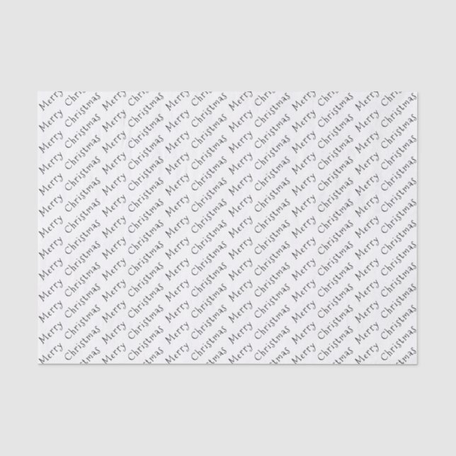 Christmas Typography Black on White Tissue Paper (Front)
