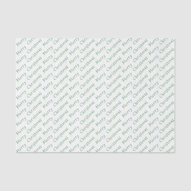Christmas Typography Green on White Tissue Paper (Front)