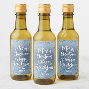 Christmas Typography Personalise Blue Country Wine Label