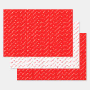 Christmas Typography Red and White Wrapping Paper