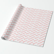 Christmas Typography Red on White Wrapping Paper